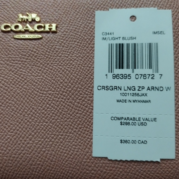 Coach Long Zip Around Wallet C3441 Light Blush - Picture 4 of 4